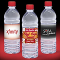 16.9 oz. Custom Label Spring Water w/ Red Flat Cap - Clear Bottle